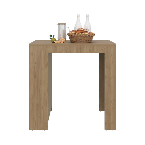 Kitchen Island, Kitchen Bar Table with 3-Side Shelves, Natural Oak