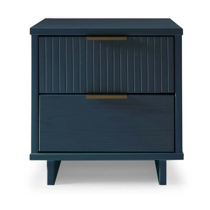 Midnight Blue Solid Wood Glam Nightstand