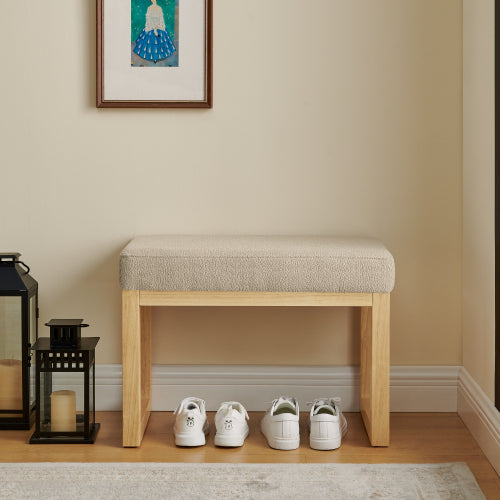 Shoe-changing bench, a shoe-changing bench with a wooden frame and a soft cushioned seat, can be placed freely and is suitable for small spaces without taking up much space -Brown