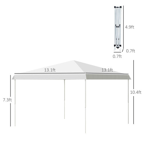 Outsunny 13' x 13' Pop Up Canopy Tent, Instant Sun Shelter, Tents for Parties, Height Adjustable, with Wheeled Carry Bag for Outdoor, Garden, Patio, Parties, White