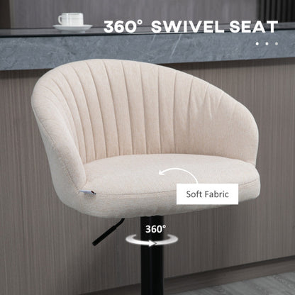 Adjustable Swivel Bar Stools Set of 2, Linen Touch Fabric, ?Beige