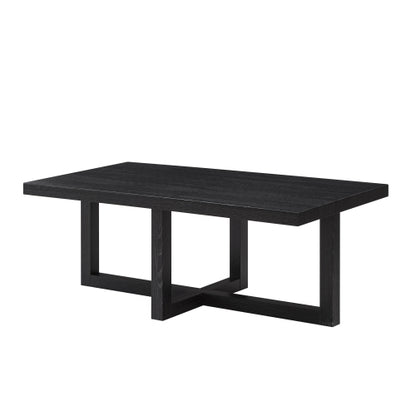 Contemporary Rectangular Coffee Table Black Cross Base Wood Finish