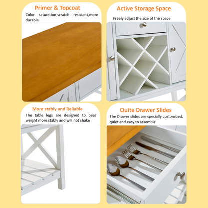 Bar cabinet Console Table with 2-Door Cabinet & 1 Drawers, Coffee Bar, Wine rack,Entryway Table with Storage Shelf, Sofa Tables Buffet Sideboard for Kitchen, Hallway, Dining, Living Room, White