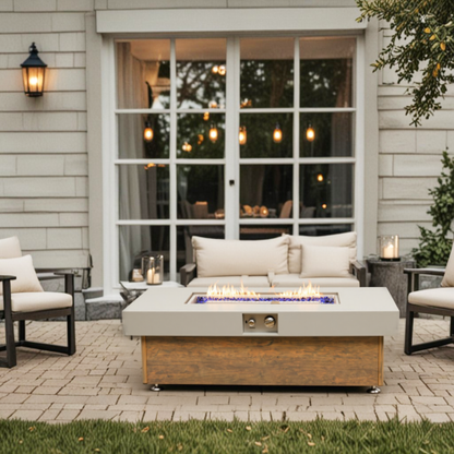 48_inch Iron Fire Pit Table with Wood Grain