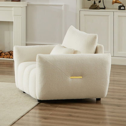 35.24-Inch Teddy Fleece Modern Lounge Accent Chair with 1 Pillow for Apartment Living-Room Bedroom