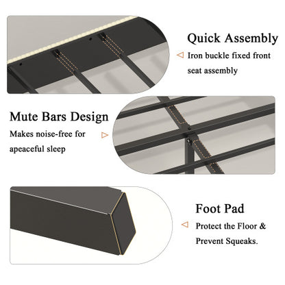 King Size Platform Bed , Metal Bed Frame with Charging Station, No Box Spring Needed, (Beige), Noise Free,Easy Assemble.