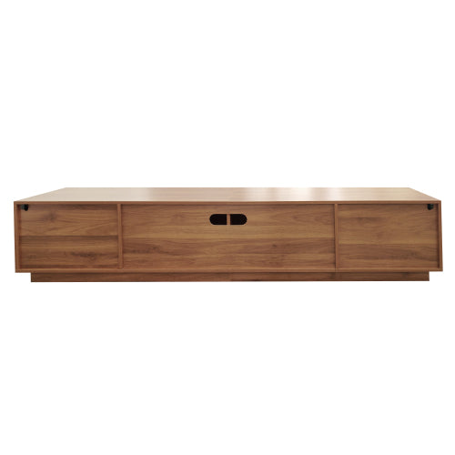 78.7 inch Walnut Sculpted Fluted Full Closed Legless TV Stand Media Console Fits Up To 85 inch TV
