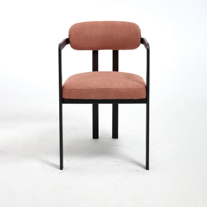 Set of 2 Mid-Century Boucle Tufted Dining Chairs, Matte Black Metal Leg Kitchen Accent Chairs
