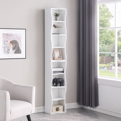 Ultra-Thin 8-Layer Wavy Border Bookshelf Detachable Combined Adjustable Shelf Home Office Storage Rack