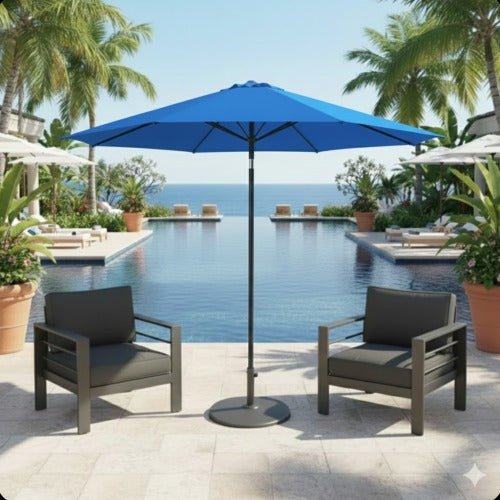 11 Feet Blue Market Patio Umbrella with Crank Lift , Tilt * Ribs, UV-Resistant Canopy for Pool, Backyard & Patio (Without base)