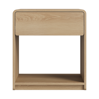 Set of 2 Mid Century Modern Nightstands with Drawer and Open Shelf