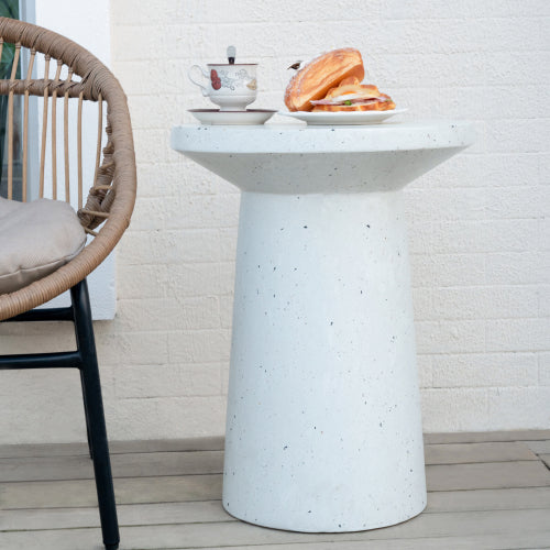 Outdoor 24" H MGO Terrazzo Side Table, White