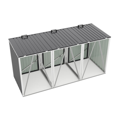 Garbage Bin Shed Stores 3 Trash Cans with Pneumatic Support Rod, with Lockable Doors & Waterproof Lid Chain, for Patio,Garden,Backyard,Grey