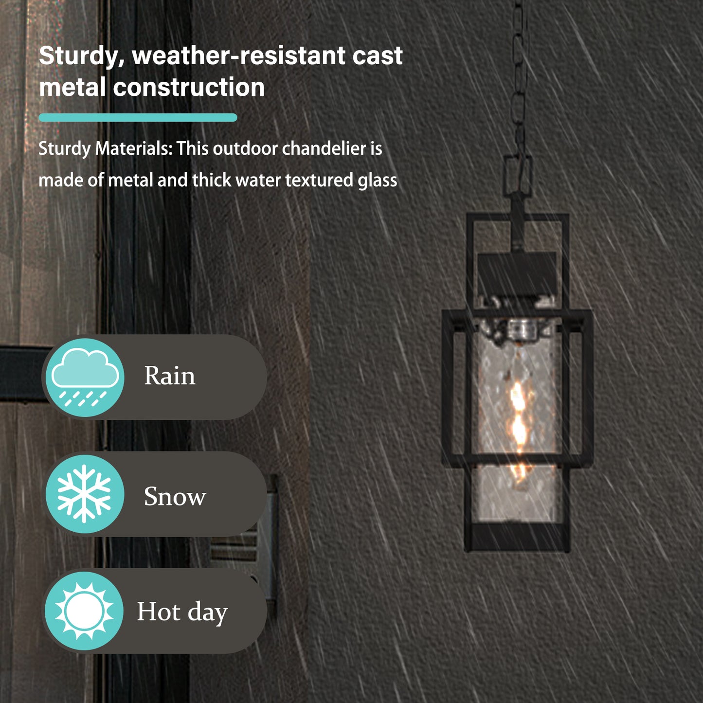 Matte Black Modern/Contemporary Textured Glass Linear Led Cfl Medium Outdoor Hanging Pendant Light