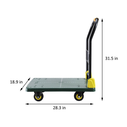 Foldable Push Hand Cart, Platform Truck with 440 lbs. Weight Capacity, Green