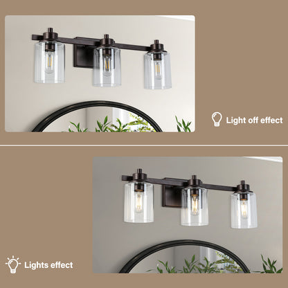 Vanity light 23-in 3-Light Oil-Rubbed Bronze Industrial Vanity Light