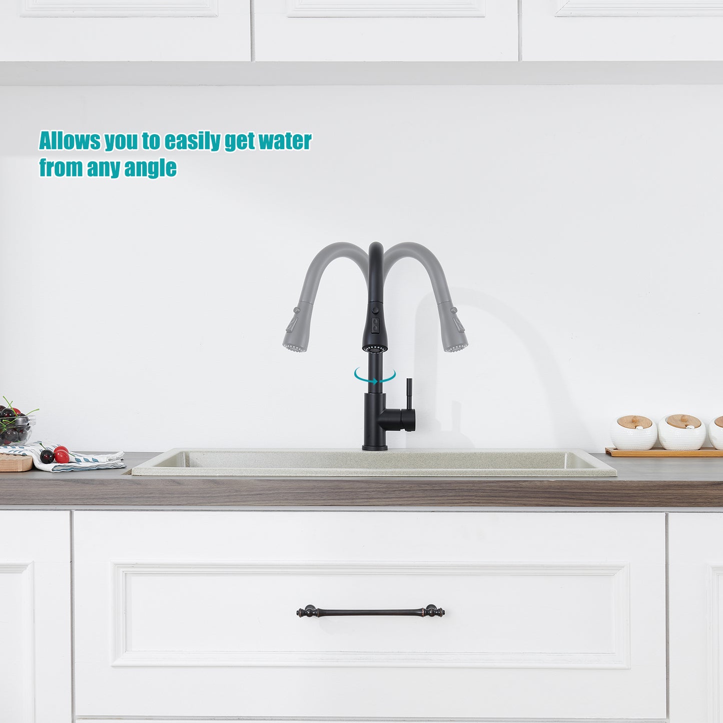 Single Handle Surface-Mounted Pull Out Sprayer Kitchen Faucet Standard Kitchen Faucet in Matte Black