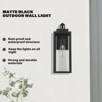 1-Light Matte Black Sensing Outdoor Hardwired Wall Sconce with No Bulb Included
