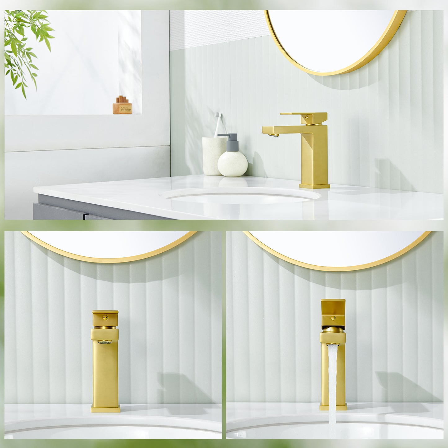 Single-Handle Single Hole Bathroom Faucet in Brushed Gold
