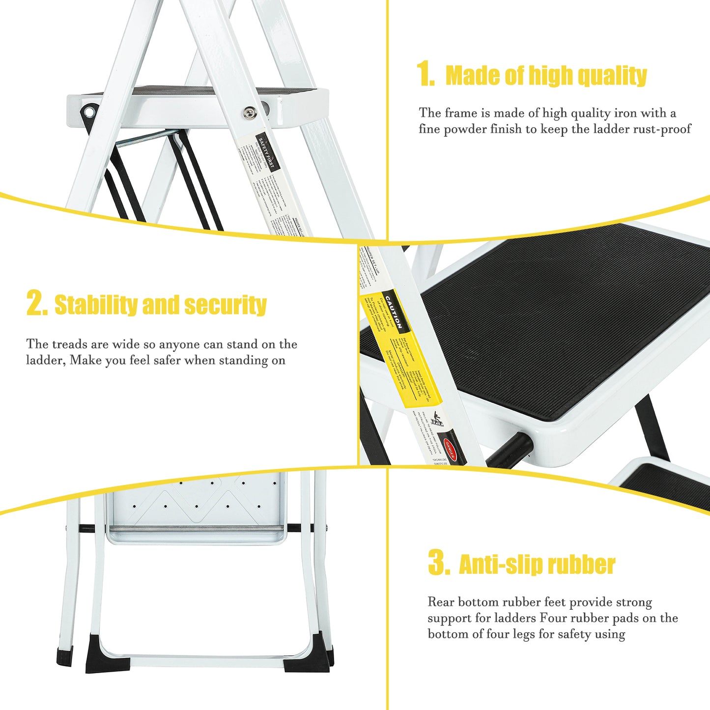 4-Step Iron Folding Step Stool Ladder 330 lbs. Load Capacity Type IA Duty Rating (5.51 ft. Reach Height), White