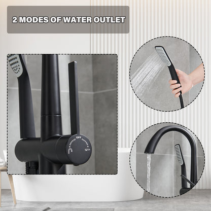 Single-Handle Freestanding Tub Faucet with Handheld Shower in. Matte Black