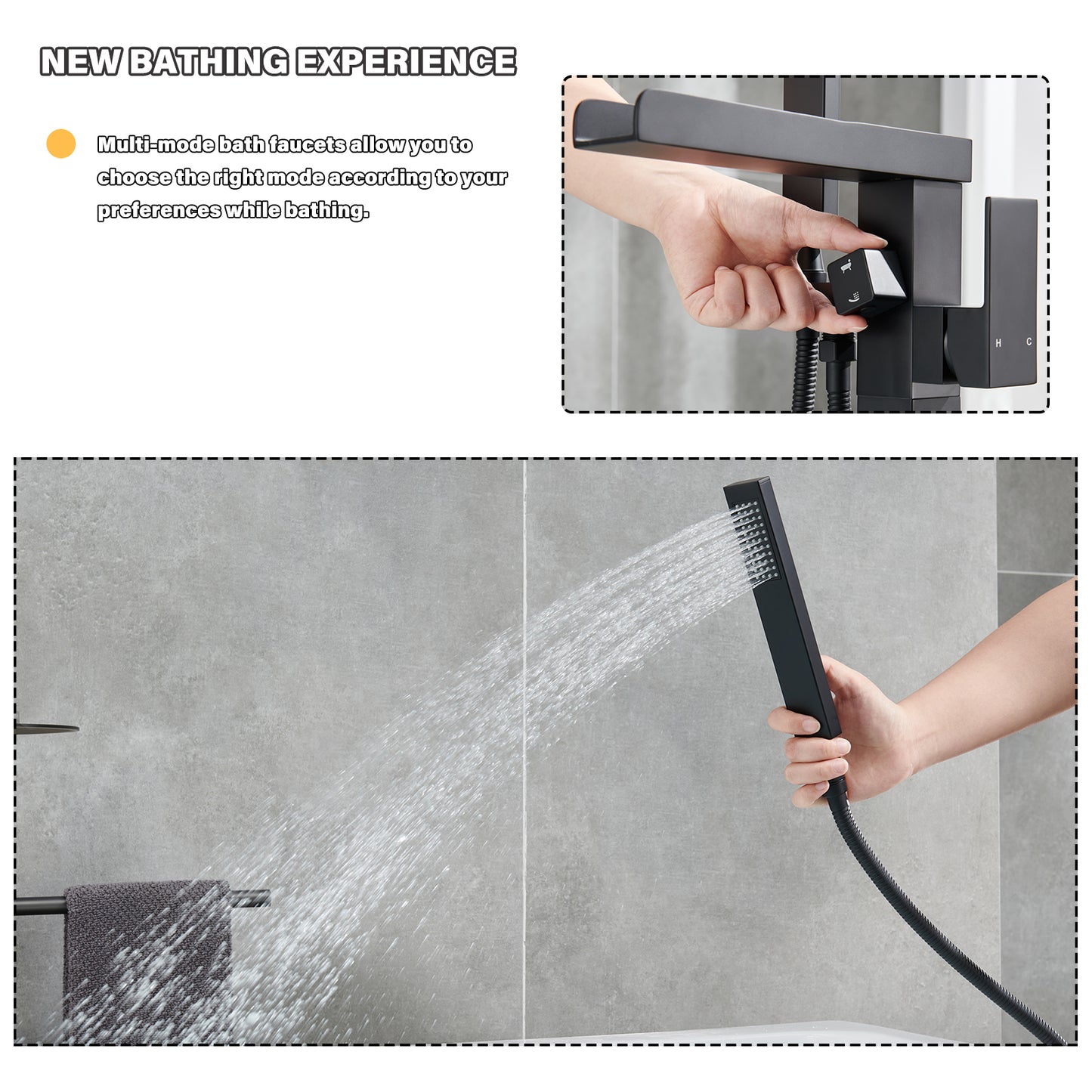 Single-Handle Free Standing Claw Foot Freestanding Tub Faucet with Handheld Shower in. matte black