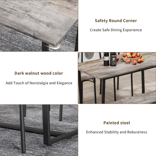 4-Piece Industrial Dining Set, MDF Table & 4 Backrest Chairs