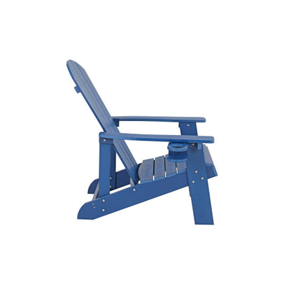 Lounge chair dark blue color, suitable for all seasons: Outdoor lounge chair, made of sturdy HIPS material, equipped with 304 stainless steel accessories.