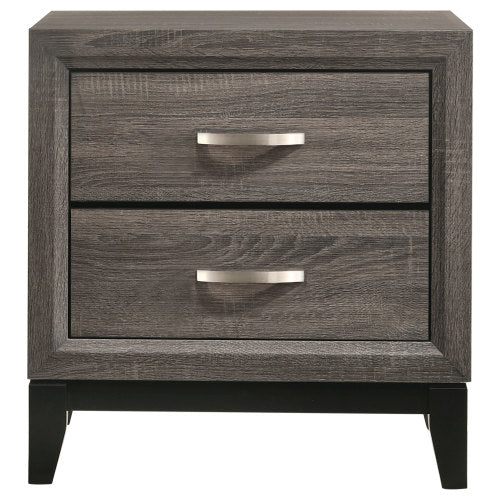 Grey Oak 2-Drawer Nightstand, Modern Bedside Table with Storage Drawers for Bedroom