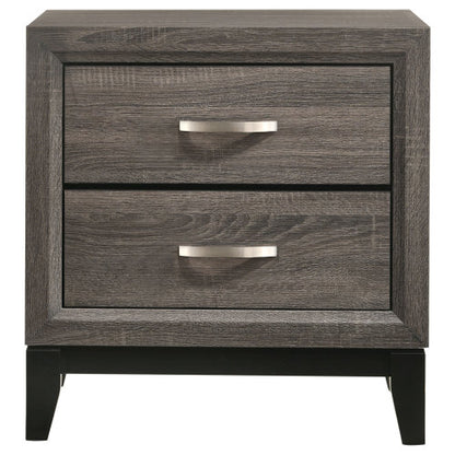 Grey Oak 2-Drawer Nightstand, Modern Bedside Table with Storage Drawers for Bedroom