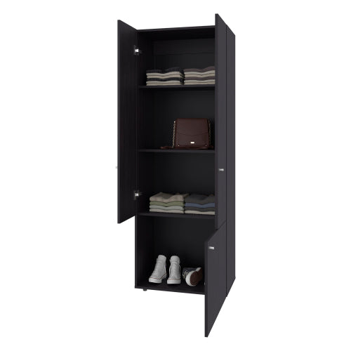 Armoire 66.9" H, 3 Doors, 3 Shelves, Black Wengue - Bedroom