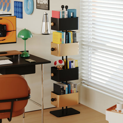 Gold Corner Box Bookshelf Side Table Storage Rack