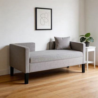 47" Ottoman with Storage,Upholstered Entryway Bench for Bedroom and Living Room,End of Bed Bench with Metal Base, Grey. Modern style