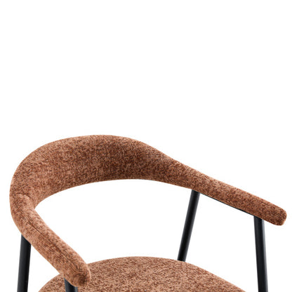 Fabric Upholstered Dining Chairs with Black Metal Legs, Set of 4, Caramel