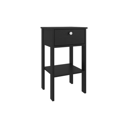 Black Wengue Nightstand, 1 Drawer & 1 Shelf with 4 Legs