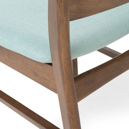 Set of 2 Mid-Century Mint Upholstered Dining Chairs, Eco Rubberwood Splayed Leg Accent Side Chairs