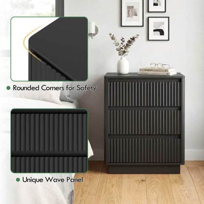 Set of 2 End Tables with USB C Charging Station, 3-Drawer Storage Side Table for Living Room