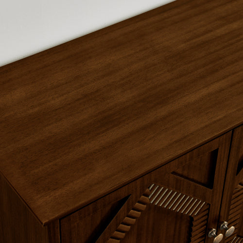 65.2 inch Mid Century Modern Sideboard Buffet Cabinet with Storage, Symmetrical Geometric Accent Coffee Bar Wine Bar Storage Cabinet, Large Console Table for Living Room/Entryway/Kitchen, Walnut