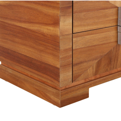 Mid-Century Modern Nightstand, 2 Drawers Wide Sofa Side Table,Wood Diamond Shaped End Table with Storage,Closet with Heavy Duty Base,Small Bedside Table for Bedroom,Living Room,Entrance, Light Brown
