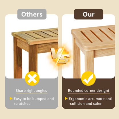 52.1" Outdoor Solid Wood Knot-Free Pine Backless Dining Swimming Pool Beach Bench with Slatted Seat – Modern Bench, Perfect for Patio, Backyard, Entryway, Hallway, Living Room, Bedroom, Front Door