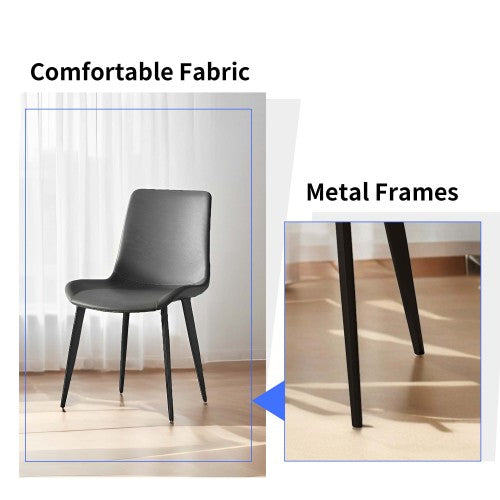 Upholstered Dining Chairs with Metal Legs, Set of 2, Gray
