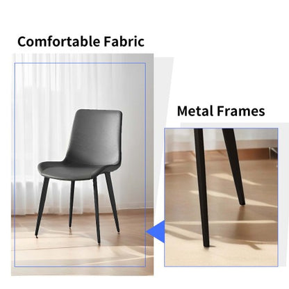 Upholstered Dining Chairs with Metal Legs, Set of 2, Gray