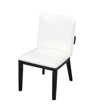 PU Leather Upholstered Rubberwood Dining Chairs, Set of 2, White/Black