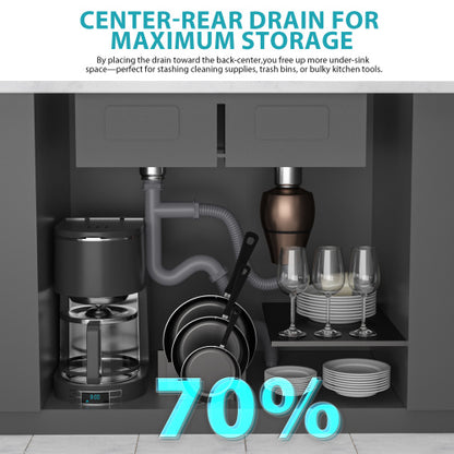 Topmount Drop in Kitchen Sink - 33"x 22" x 10" Double Bowl (50/50) Kitchen Sink 16 Gauge with Two 10" Deep Basin, Brushed Nickel