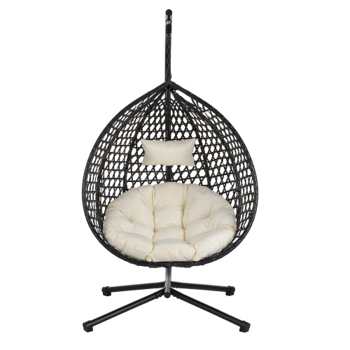 U_STYLE Sturdy Hammock Chair with Stand, Durable Hanging Egg Chair with Rattan Weaving