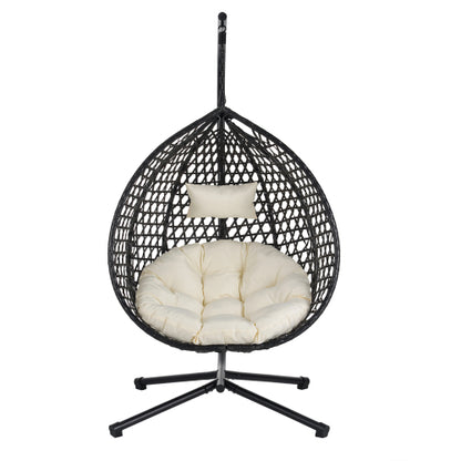 U_STYLE Sturdy Hammock Chair with Stand, Durable Hanging Egg Chair with Rattan Weaving