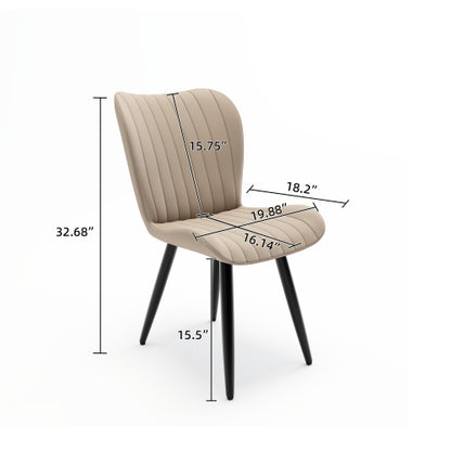 Set of 2 Industrial Style PU Leather Dining Chairs, Armless Side Chairs with Sturdy Metal Frame