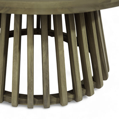 Outdoor Acacia Wood Patio Coffee Table, Round Coffee Table for Backyard, Lawn, Balcony,Grey Finish