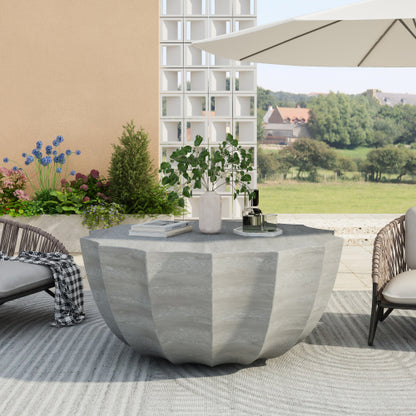 35.43" Modern Outdoor and Indoor Waterproof Coffee Table, Durable MgO Cement Design, Suitable for Terraces, Gardens, Backyards and Living Rooms (Marble white)