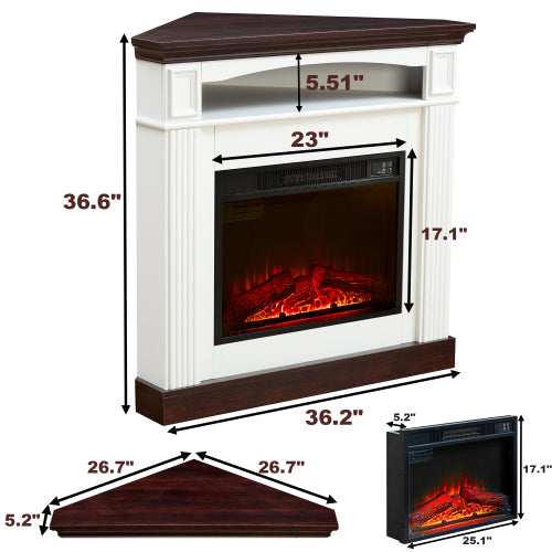 Corner fireplace cabinet for living room or bedroom with 23-inch fireplace inset heater for perfect ambiance